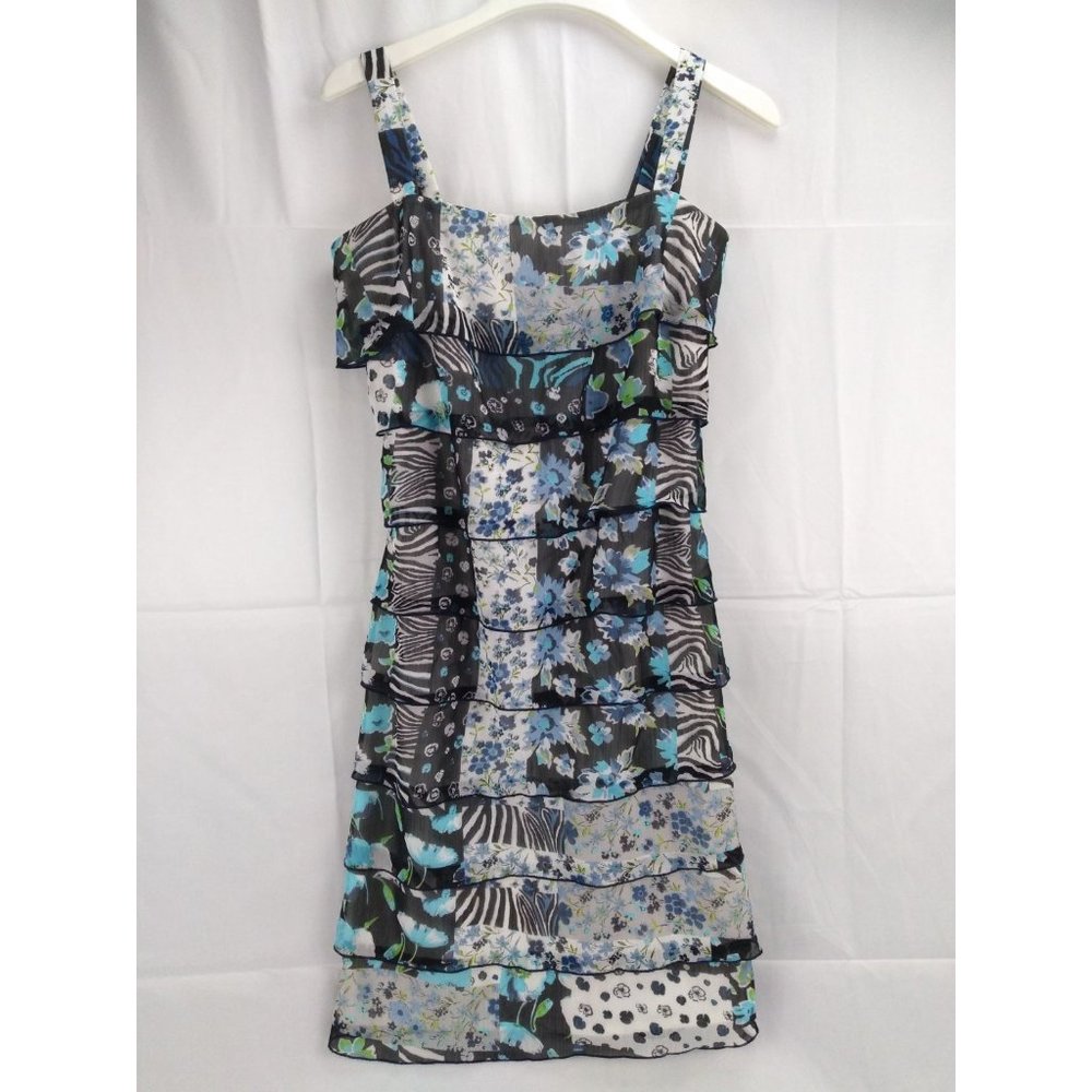 Cardise Canadian made strap ruffle print Dress size 4 women's